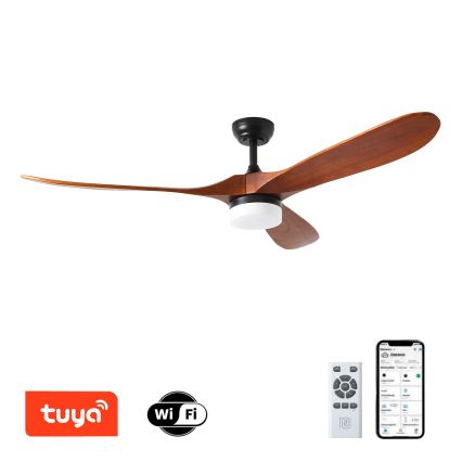 ZEVENTI - LED Aptumšojams griestu ventilators GINOSA LED/18W/230V 3000-6000K Wi-Fi Tuya melna/ozols + tālvadības pults