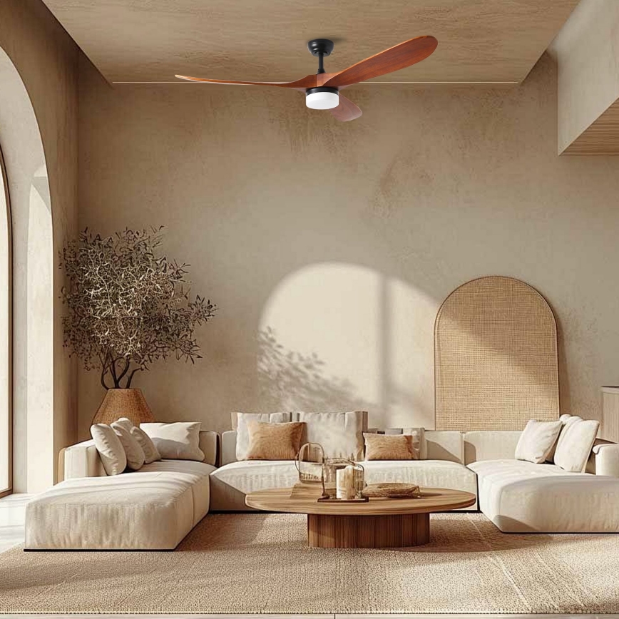 ZEVENTI - LED Aptumšojams griestu ventilators GINOSA LED/18W/230V 3000-6000K Wi-Fi Tuya melna/ozols + tālvadības pults