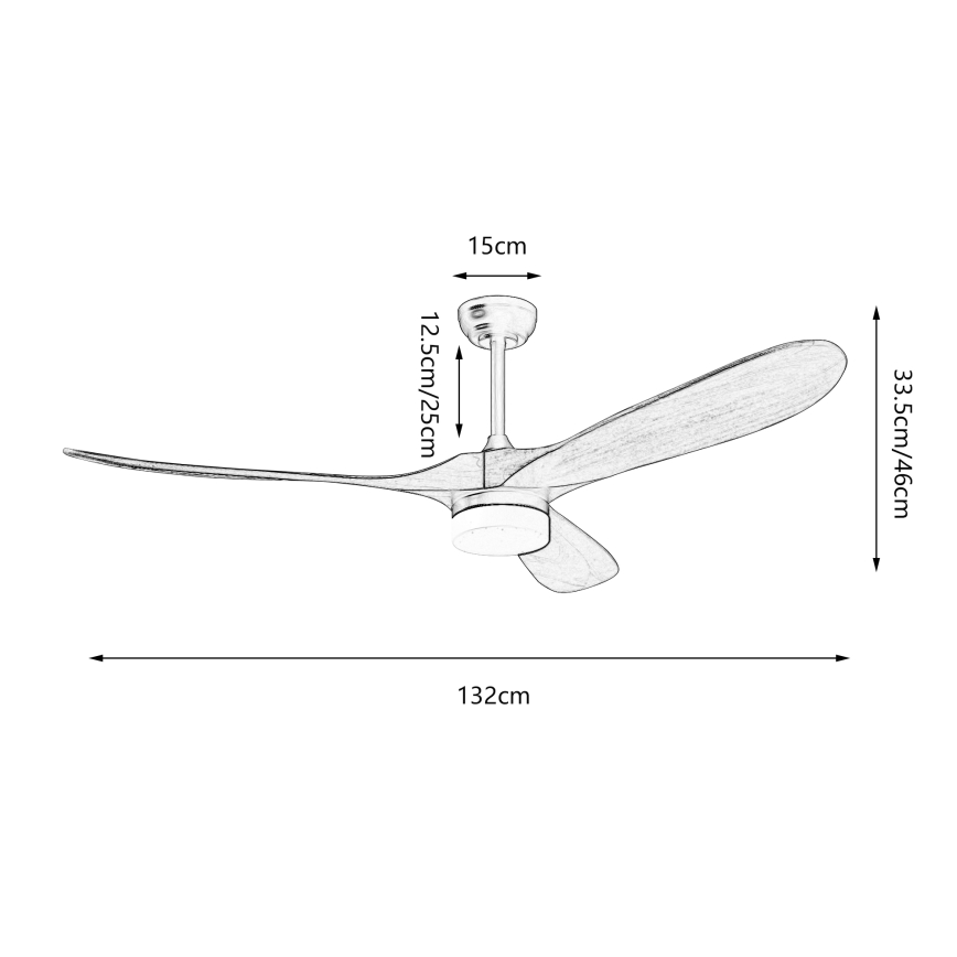 ZEVENTI - LED Aptumšojams griestu ventilators GINOSA LED/18W/230V 3000-6000K Wi-Fi Tuya melna/ozols + tālvadības pults
