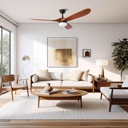 ZEVENTI - GINOSA LED griestu ventilators LED/18W/230V 3000/4000/6000K Wi-Fi Tuya melns/ozols + tālvadības pults