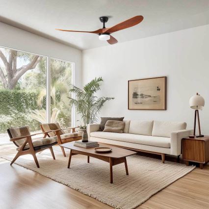 ZEVENTI - GINOSA LED griestu ventilators LED/18W/230V 3000/4000/6000K Wi-Fi Tuya melns/ozols + tālvadības pults