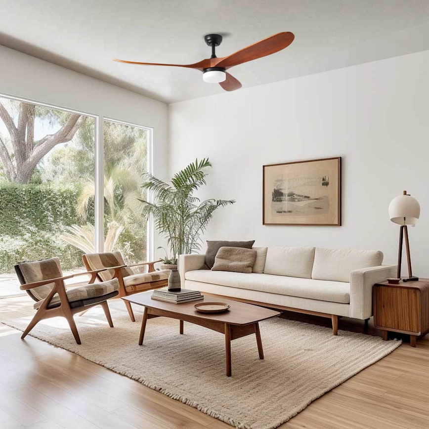 ZEVENTI - GINOSA LED griestu ventilators LED/18W/230V 3000/4000/6000K Wi-Fi Tuya melns/ozols + tālvadības pults