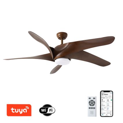 ZEVENTI - LED Aptumšojams griestu ventilators LUCCA LED/18W/230V 3000-6000K Wi-Fi Tuya brūna + tālvadības pults