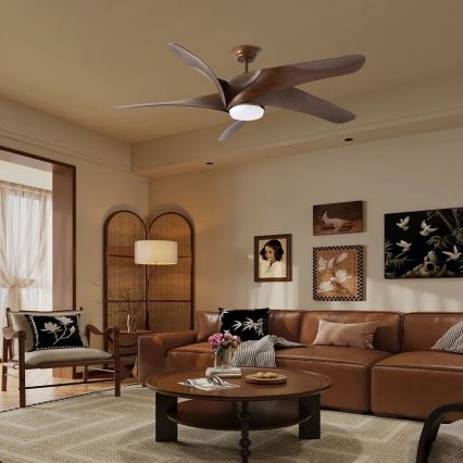 ZEVENTI - LED Aptumšojams griestu ventilators LUCCA LED/18W/230V 3000-6000K Wi-Fi Tuya brūna + tālvadības pults