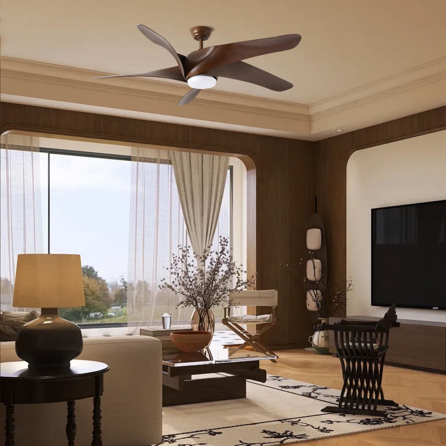 ZEVENTI - LED Aptumšojams griestu ventilators LUCCA LED/18W/230V 3000-6000K Wi-Fi Tuya brūna + tālvadības pults
