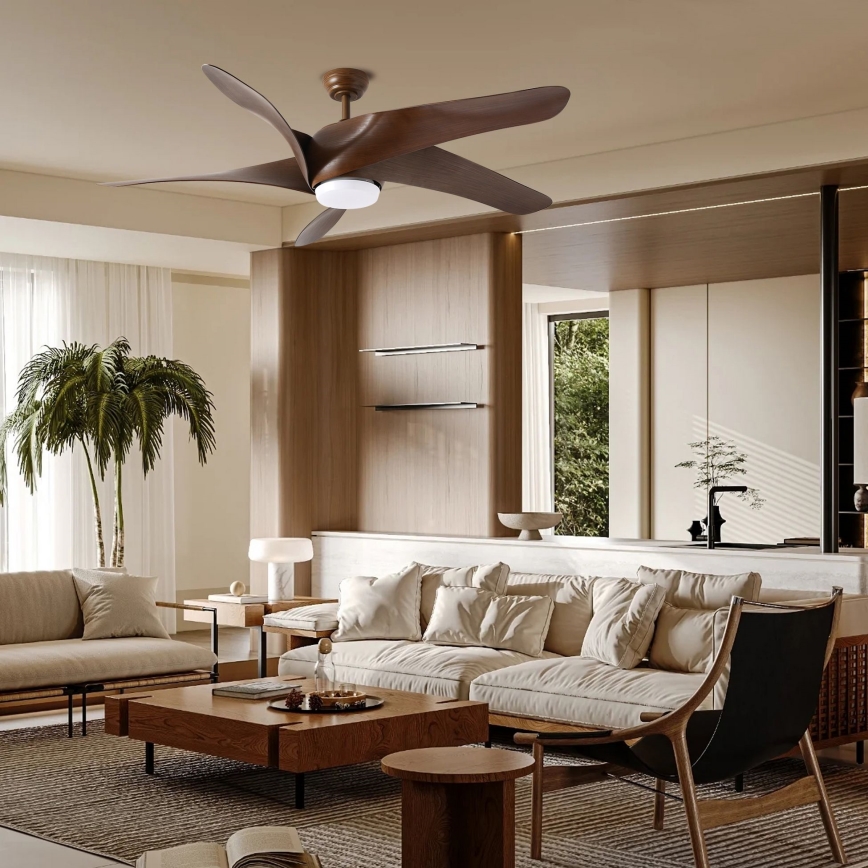 ZEVENTI - LED Aptumšojams griestu ventilators LUCCA LED/18W/230V 3000-6000K Wi-Fi Tuya brūna + tālvadības pults