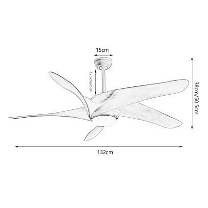 ZEVENTI - LED Aptumšojams griestu ventilators LUCCA LED/18W/230V 3000-6000K Wi-Fi Tuya brūna + tālvadības pults