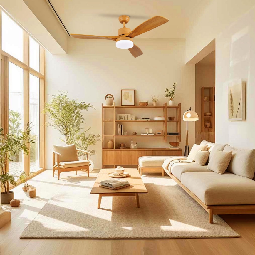 ZEVENTI - LED griestu ventilators MARE LED/24W/230V 3000/4000/6000K Wi-Fi Tuya ozols + tālvadības pults