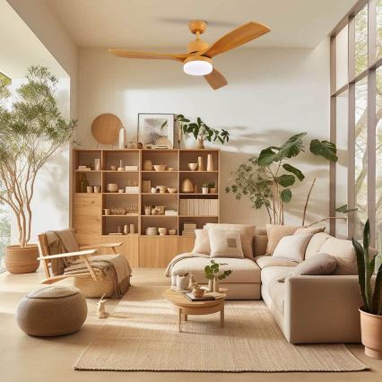 ZEVENTI - LED griestu ventilators MARE LED/24W/230V 3000/4000/6000K Wi-Fi Tuya ozols + tālvadības pults