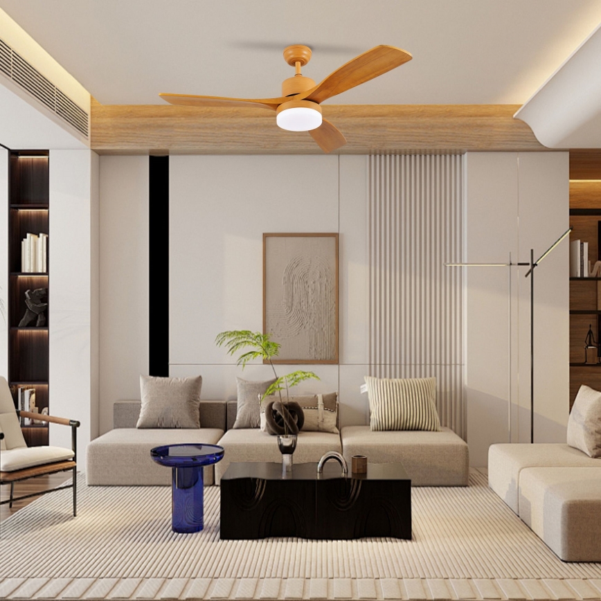 ZEVENTI - LED griestu ventilators MARE LED/24W/230V 3000/4000/6000K Wi-Fi Tuya ozols + tālvadības pults