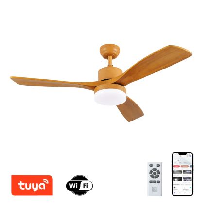 ZEVENTI - LED Aptumšojams griestu ventilators MARE LED/24W/230V 3000-6000K Wi-Fi Tuya ozols + tālvadības pults