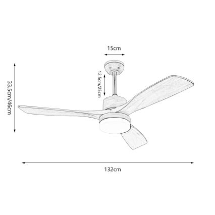 ZEVENTI - LED Aptumšojams griestu ventilators MARE LED/24W/230V 3000-6000K Wi-Fi Tuya ozols + tālvadības pults