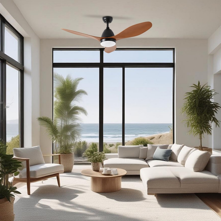 ZEVENTI - LED griestu ventilators MURO LED/18W/230V 3000/4000/6000K Wi-Fi Tuya melns + tālvadības pults