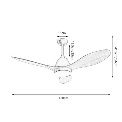 ZEVENTI - LED griestu ventilators MURO LED/18W/230V 3000/4000/6000K Wi-Fi Tuya melns + tālvadības pults