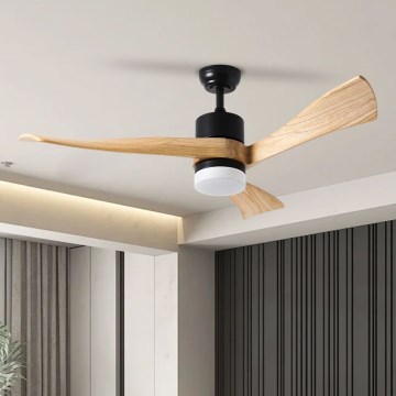 ZEVENTI - LED griestu ventilators NATURITO LED/18W/230V 3000-6000K Wi-Fi Tuya melns/ozols + tālvadības pults