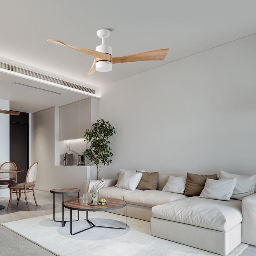 ZEVENTI - LED Aptumšojams griestu ventilators NATURITO LED/18W/230V 3000-6000K Wi-Fi Tuya balta/ozols + tālvadības pults
