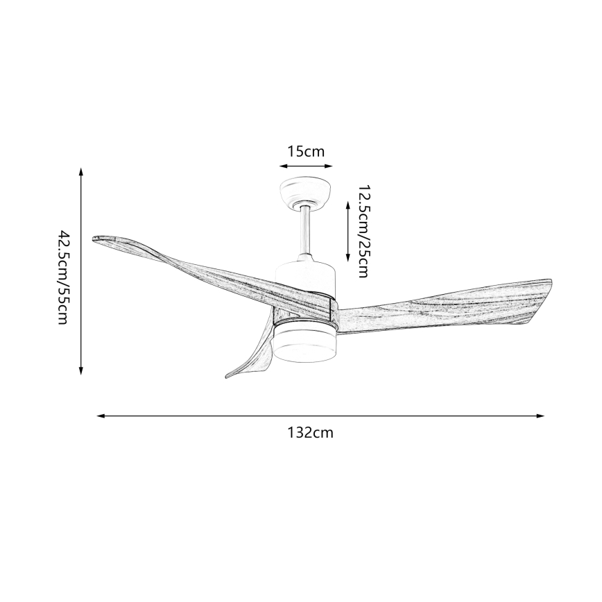 ZEVENTI - LED griestu ventilators NATURITO LED/18W/230V 3000/4000/6000K Wi-Fi Tuya melns/ozols + ar tālvadības pulti
