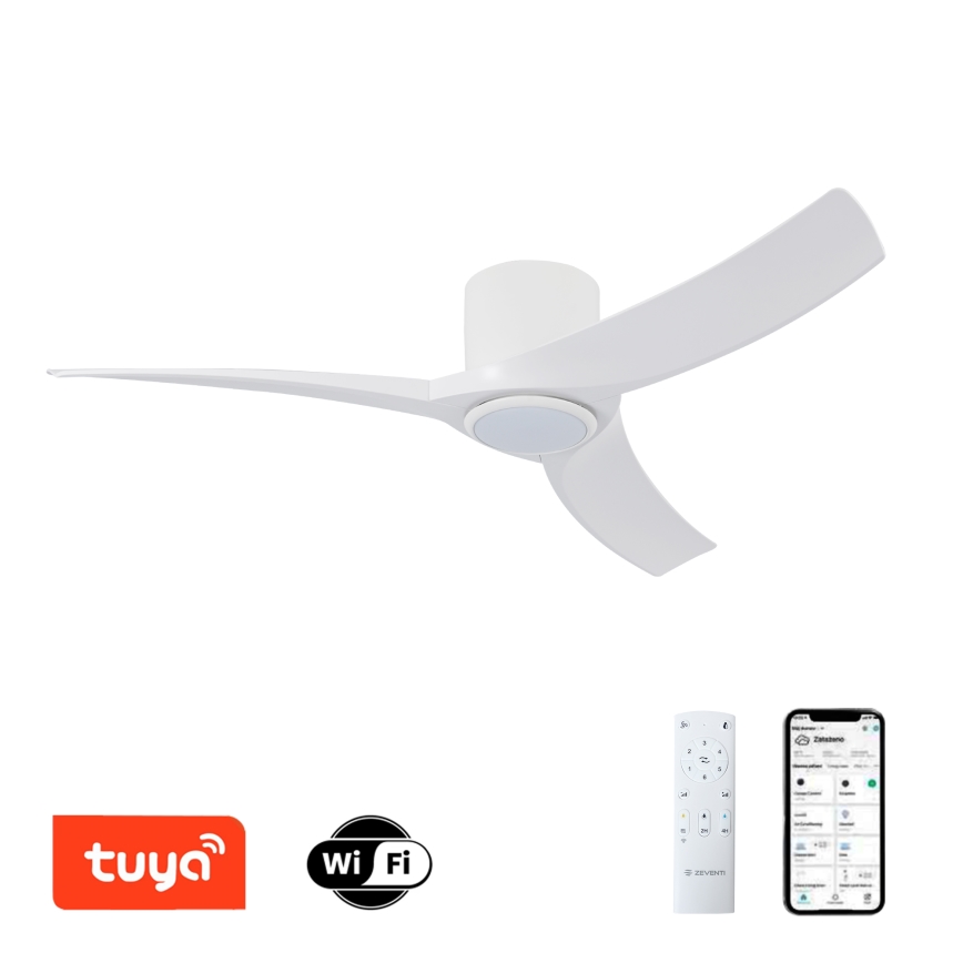 ZEVENTI - LED aptumšojams griestu ventilators ORBITO LED/24W/230V 3000/4000/6000K Wi‑Fi Tuya balts + tālvadība