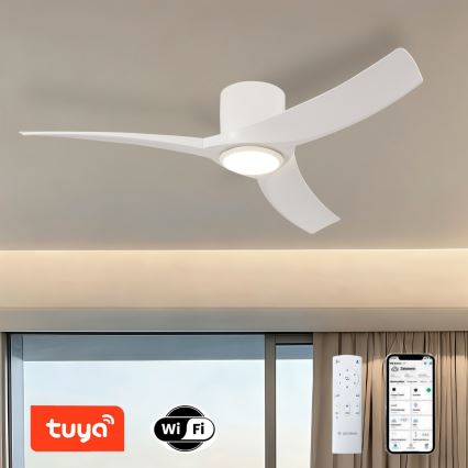 ZEVENTI - LED aptumšojams griestu ventilators ORBITO LED/24W/230V 3000/4000/6000K Wi-Fi Tuya balts + tālvadības pults