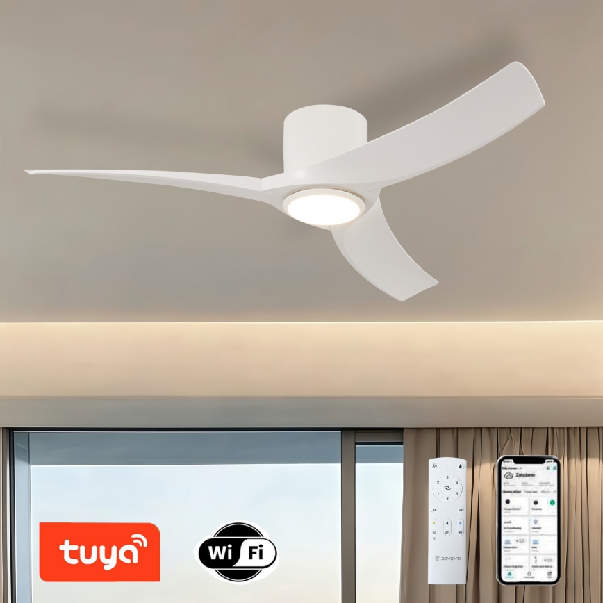 ZEVENTI - LED aptumšojams griestu ventilators ORBITO LED/24W/230V 3000/4000/6000K Wi-Fi Tuya balts + tālvadības pults