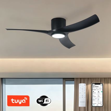 ZEVENTI - LED regulējams griestu ventilators ORBITO LED/24W/230V 3000/4000/6000K Wi-Fi Tuya melns + tālvadības pults