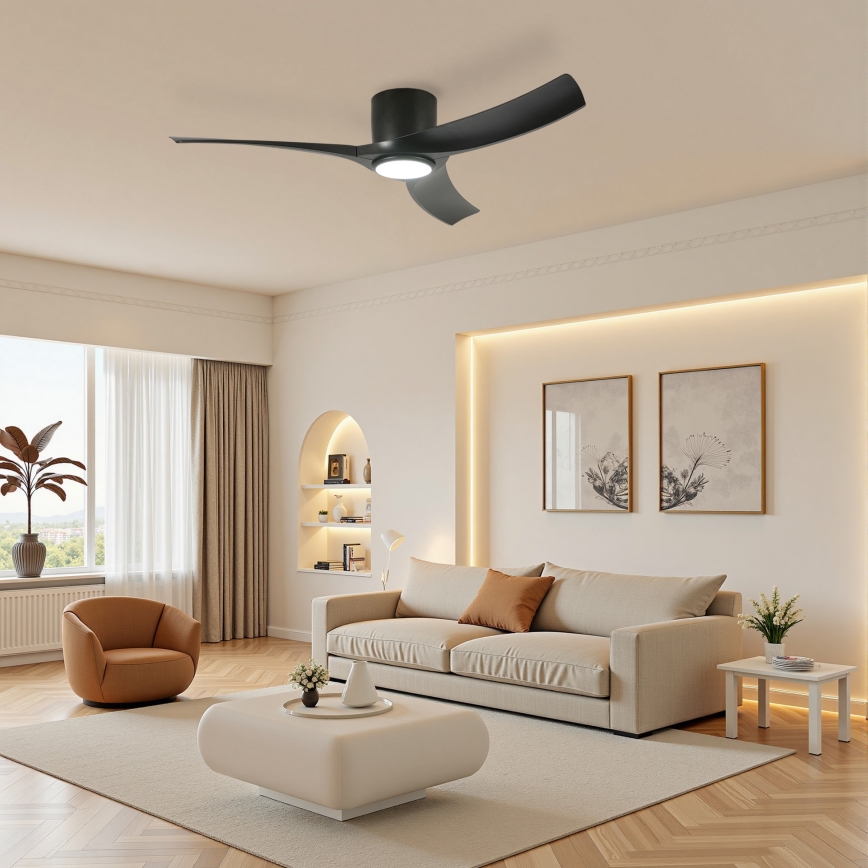 ZEVENTI - LED dimmējams griestu ventilators ORBITO LED/24W/230V 3000/4000/6000K Wi-Fi Tuya melns + tālvadības pults