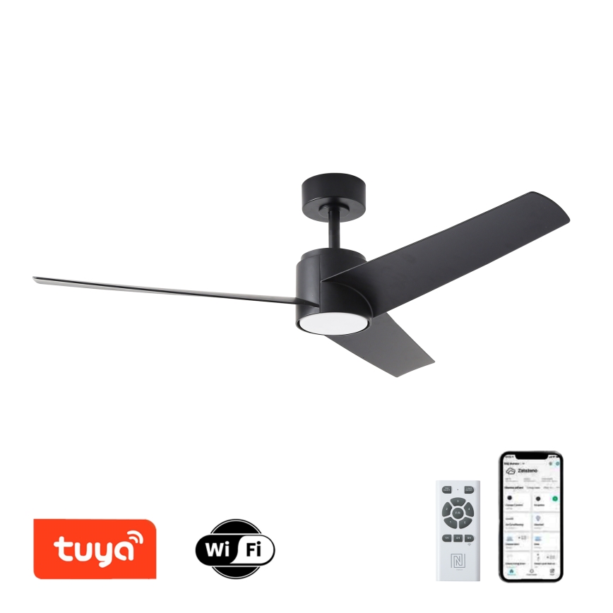ZEVENTI - LED Aptumšojams griestu ventilators ORVIETO LED/18W/230V 3000-6000K Wi-Fi Tuya melna + tālvadības pults