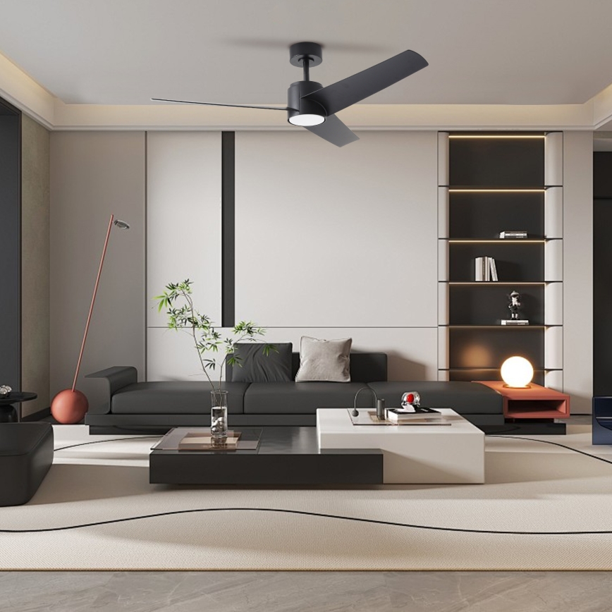 ZEVENTI - LED Aptumšojams griestu ventilators ORVIETO LED/18W/230V 3000-6000K Wi-Fi Tuya melna + tālvadības pults