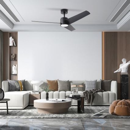 ZEVENTI - LED griestu ventilators ORVIETO LED/18W/230V 3000/4000/6000K Wi-Fi Tuya melns + tālvadības pults