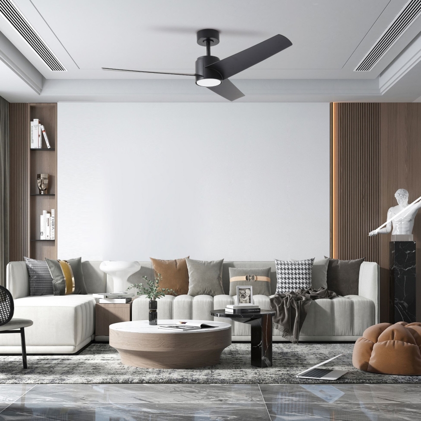 ZEVENTI - LED griestu ventilators ORVIETO LED/18W/230V 3000/4000/6000K Wi-Fi Tuya melns + tālvadības pults