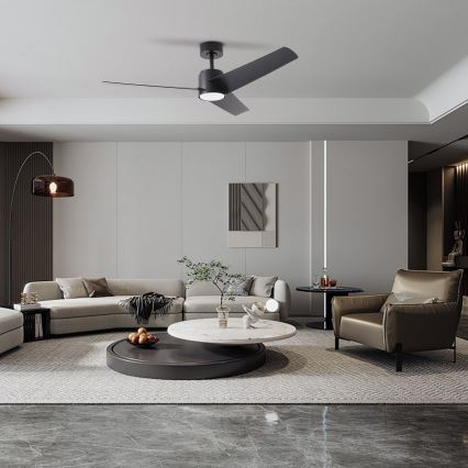 ZEVENTI - LED griestu ventilators ORVIETO LED/18W/230V 3000/4000/6000K Wi-Fi Tuya melns + tālvadības pults