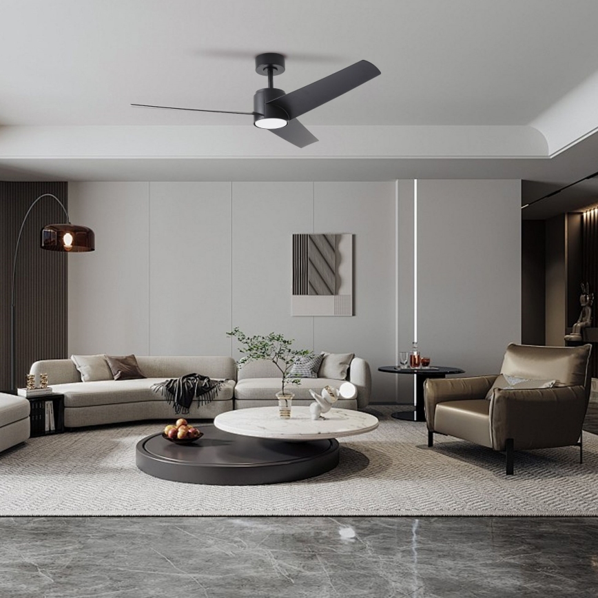 ZEVENTI - LED griestu ventilators ORVIETO LED/18W/230V 3000/4000/6000K Wi-Fi Tuya melns + tālvadības pults