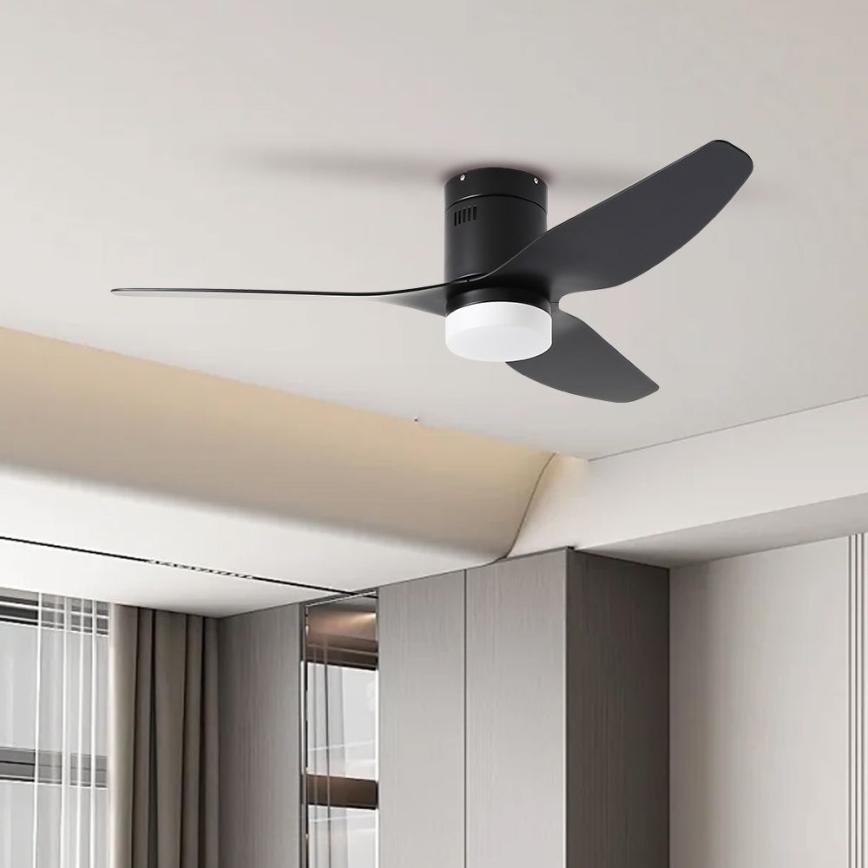 ZEVENTI - LED griestu ventilators PADUA LED/18W/230V 3000/4000/6000K Wi-Fi Tuya melns + ar tālvadības pulti