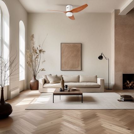 ZEVENTI - LED griestu ventilators PADUA LED/18W/230V 3000/4000/6000K Wi-Fi Tuya balts/brūns + ar tālvadības pulti