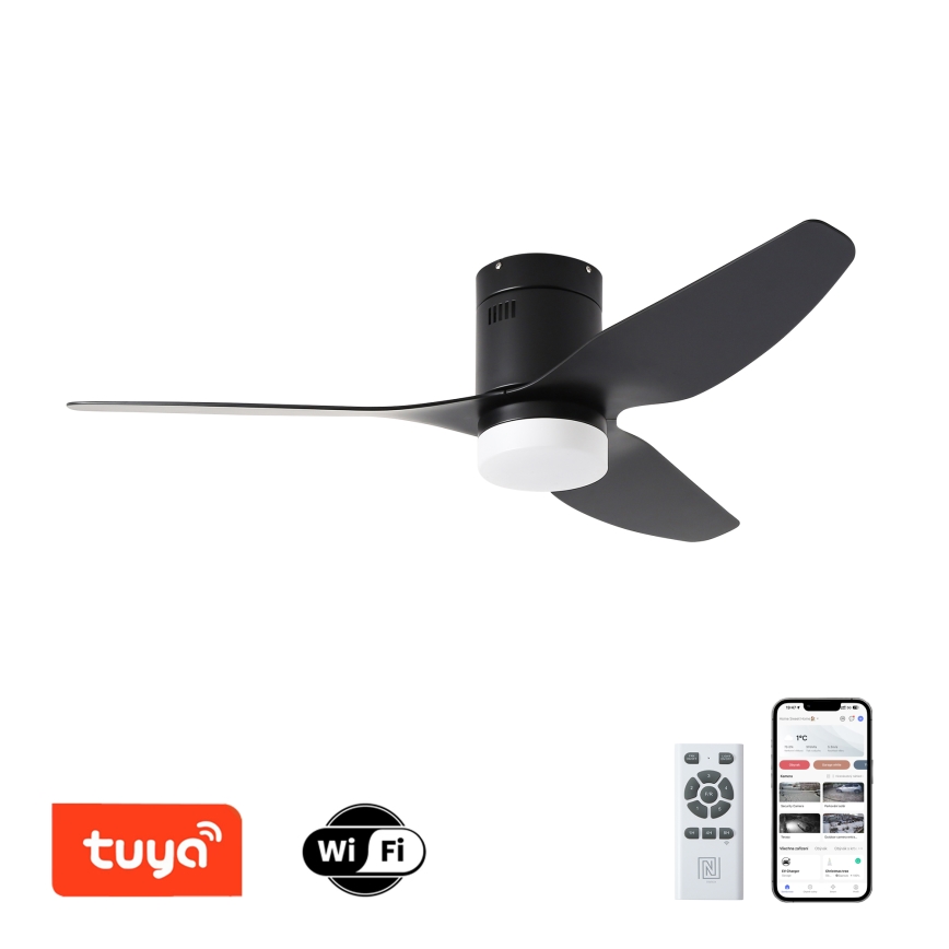 ZEVENTI - LED Aptumšojams griestu ventilators PADUA LED/18W/230V 3000-6000K Wi-Fi Tuya melna + tālvadības pults