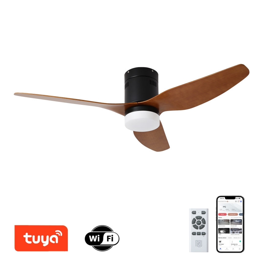 ZEVENTI - LED griestu ventilators PADUA LED/18W/230V 3000/4000/6000K Wi-Fi Tuya melns/brūns + tālvadības pults