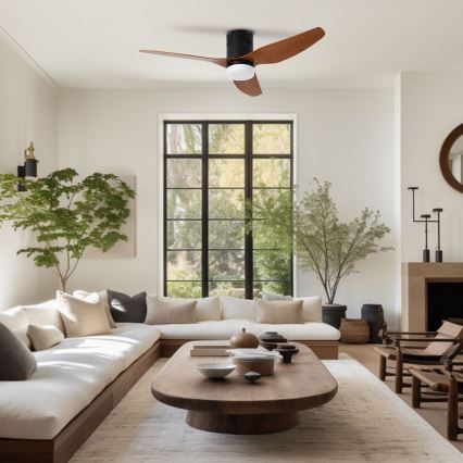 ZEVENTI - LED griestu ventilators PADUA LED/18W/230V 3000/4000/6000K Wi-Fi Tuya melns/brūns + tālvadības pults