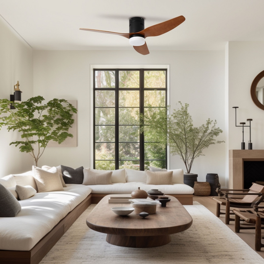 ZEVENTI - LED griestu ventilators PADUA LED/18W/230V 3000/4000/6000K Wi-Fi Tuya melns/brūns + tālvadības pults