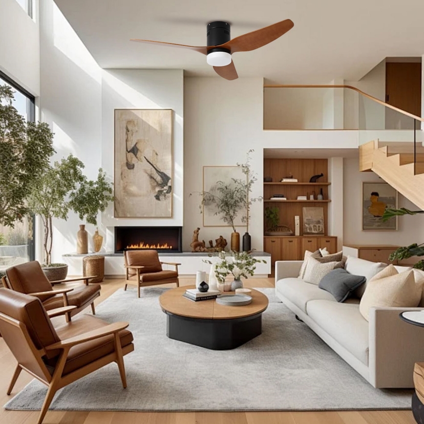 ZEVENTI - LED griestu ventilators PADUA LED/18W/230V 3000/4000/6000K Wi-Fi Tuya melns/brūns + tālvadības pults