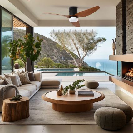 ZEVENTI - LED griestu ventilators PADUA LED/18W/230V 3000/4000/6000K Wi-Fi Tuya melns/brūns + tālvadības pults