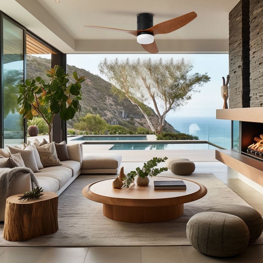 ZEVENTI - LED griestu ventilators PADUA LED/18W/230V 3000/4000/6000K Wi-Fi Tuya melns/brūns + tālvadības pults