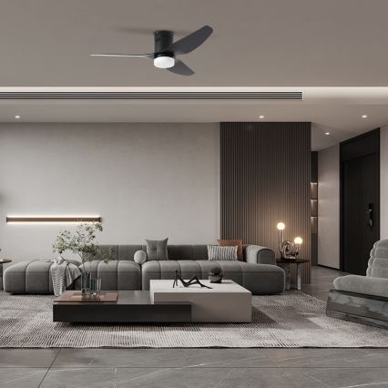 ZEVENTI - LED griestu ventilators PADUA LED/18W/230V 3000/4000/6000K Wi-Fi Tuya melns + ar tālvadības pulti