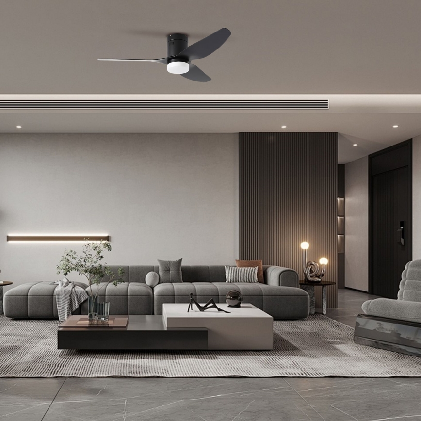 ZEVENTI - LED griestu ventilators PADUA LED/18W/230V 3000/4000/6000K Wi-Fi Tuya melns + ar tālvadības pulti