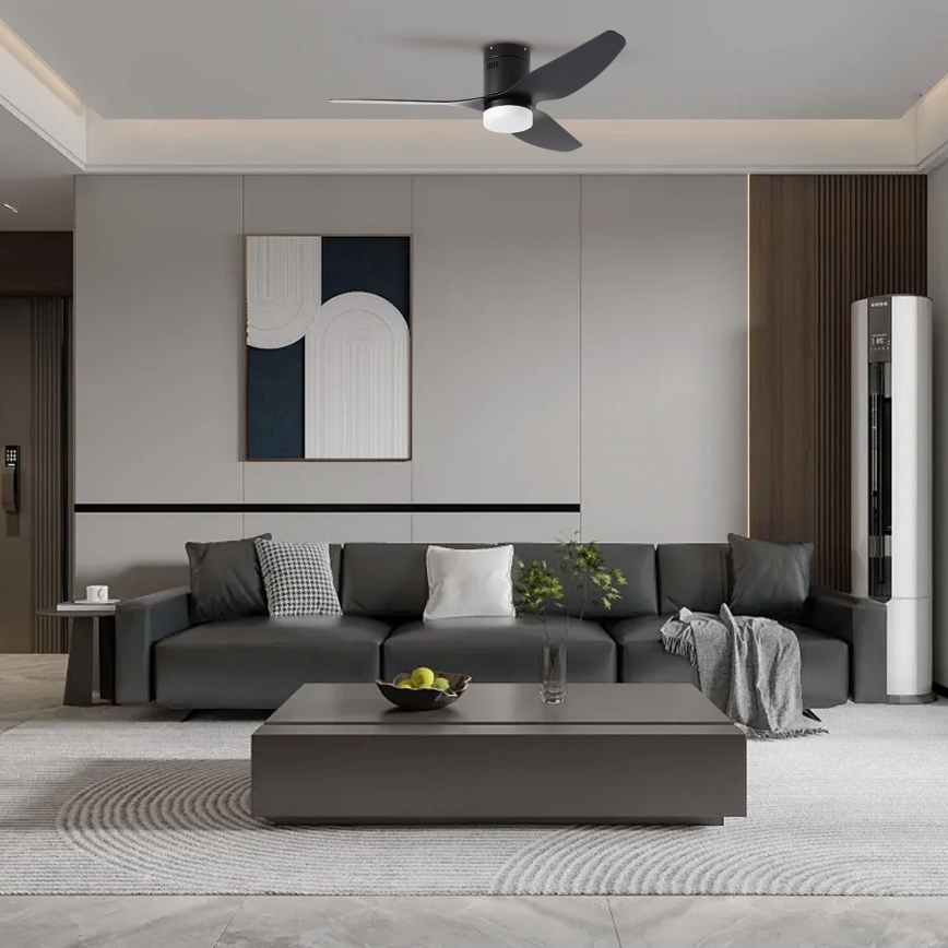 ZEVENTI - LED griestu ventilators PADUA LED/18W/230V 3000/4000/6000K Wi-Fi Tuya melns + ar tālvadības pulti