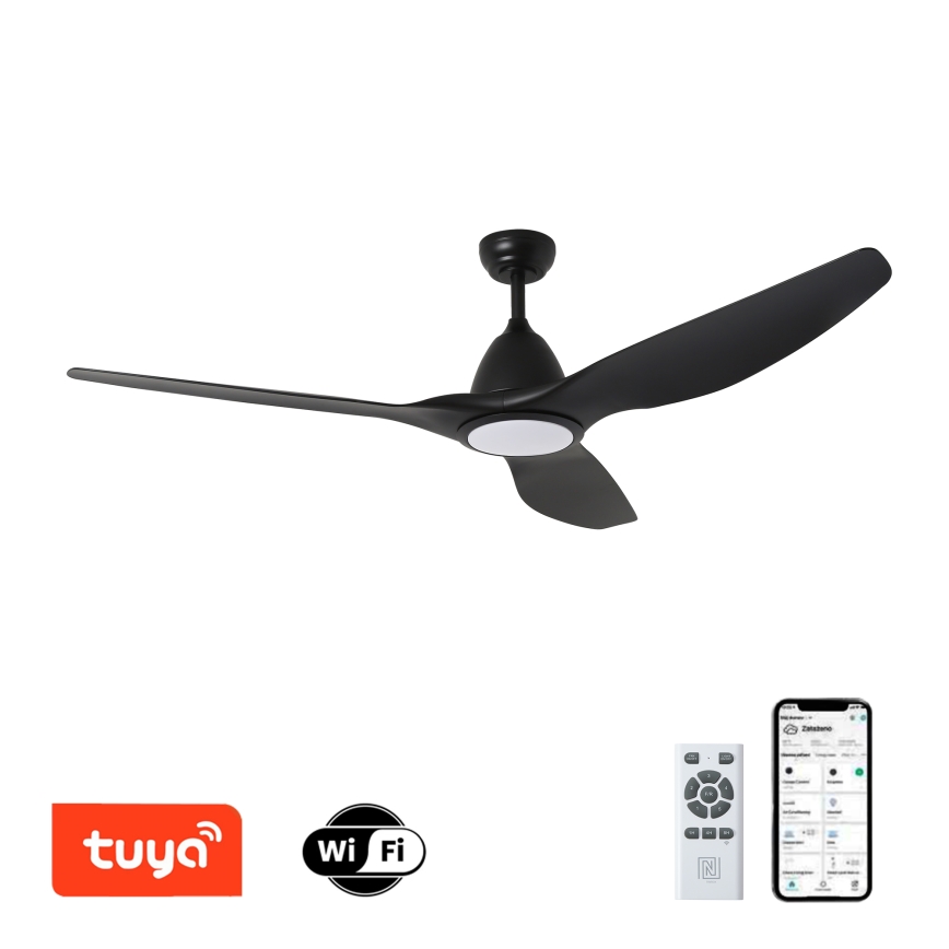 ZEVENTI - LED Aptumšojams griestu ventilators URBINO LED/20W/230V 3000-6000K Wi-Fi Tuya melna + tālvadības pults