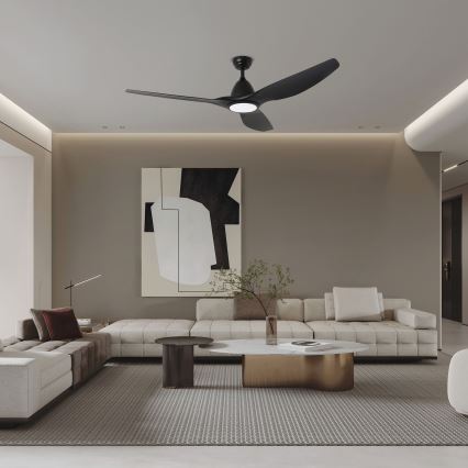 ZEVENTI - LED griestu ventilators URBINO LED/20W/230V 3000/4000/6000K Wi-Fi Tuya melns + tālvadības pults