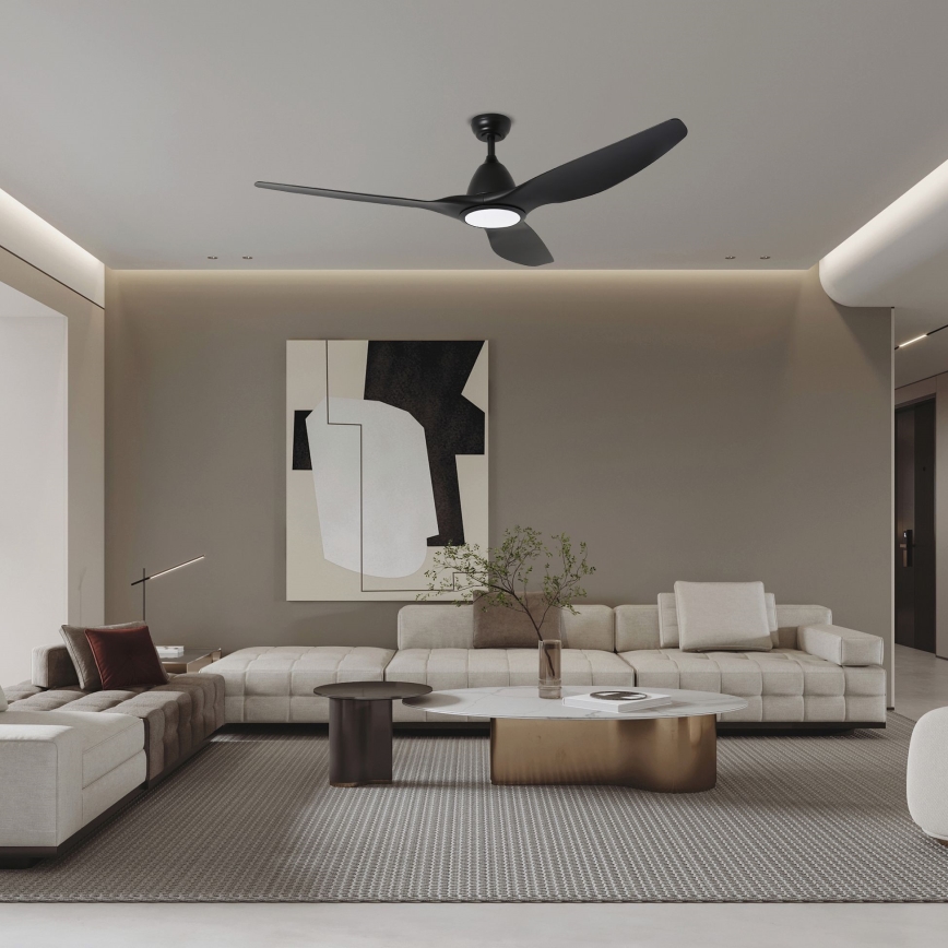 ZEVENTI - LED griestu ventilators URBINO LED/20W/230V 3000/4000/6000K Wi-Fi Tuya melns + tālvadības pults