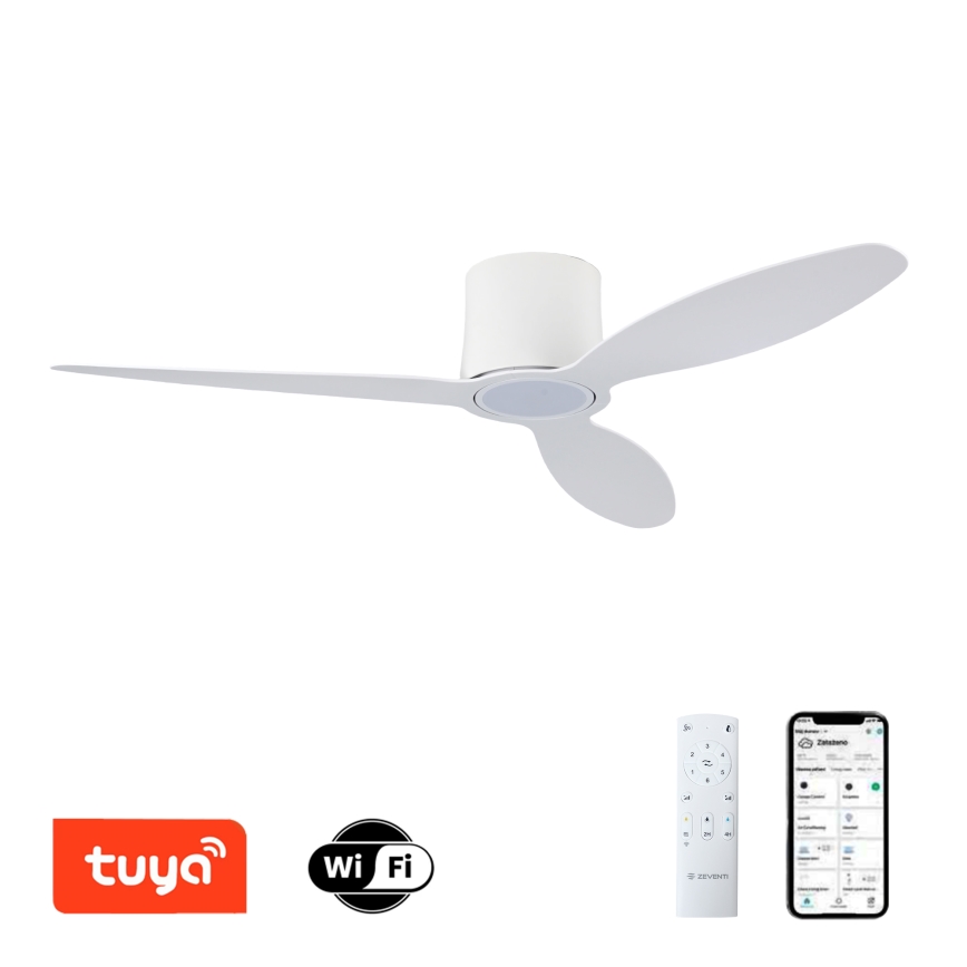 ZEVENTI - LED griestu ventilators ar regulējamu apgaismojumu VENTORA LED/24W/230V 3000/4000/6000K Wi-Fi Tuya balts + tālvadības pults
