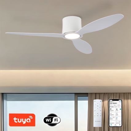 ZEVENTI - LED griestu ventilators ar regulējamu apgaismojumu VENTORA LED/24W/230V 3000/4000/6000K Wi-Fi Tuya balts + tālvadības pults
