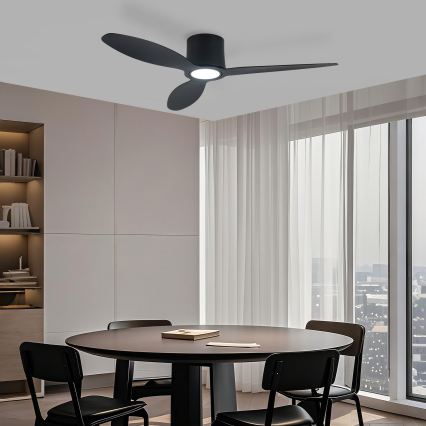 ZEVENTI - LED aptumšojams griestu ventilators VENTORA LED/24W/230V 3000/4000/6000K Wi-Fi Tuya melns + tālvadības pults
